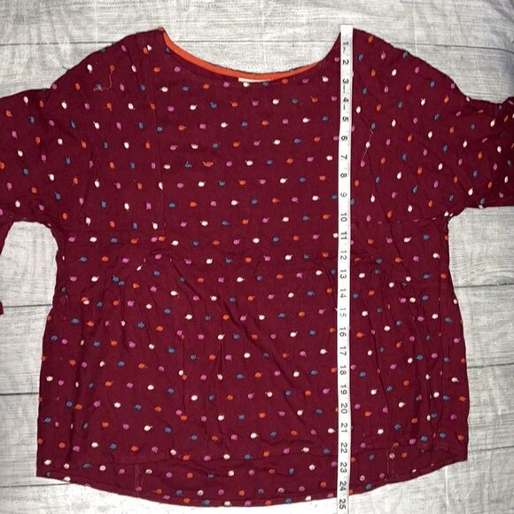 Anthropologie Anthro | Maeve Dottie Embroidered Rainbow Polka Dot Top sz XS - Picture 8 of 11